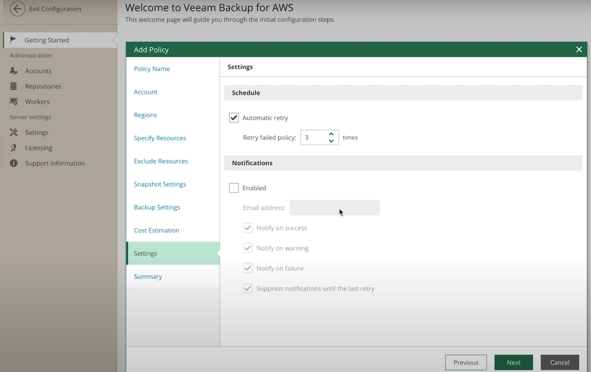 Schedule and backup settinng